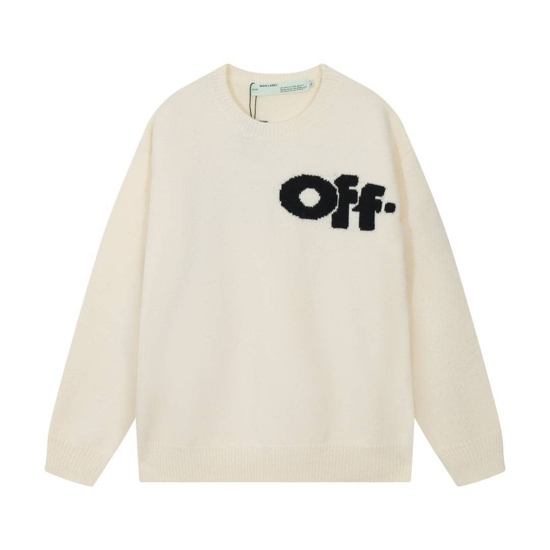 Affordable latest casual off-white sweatshirt with bold black "OFF" lettering, perfect for streetwear styles and budget-friendly fashion.