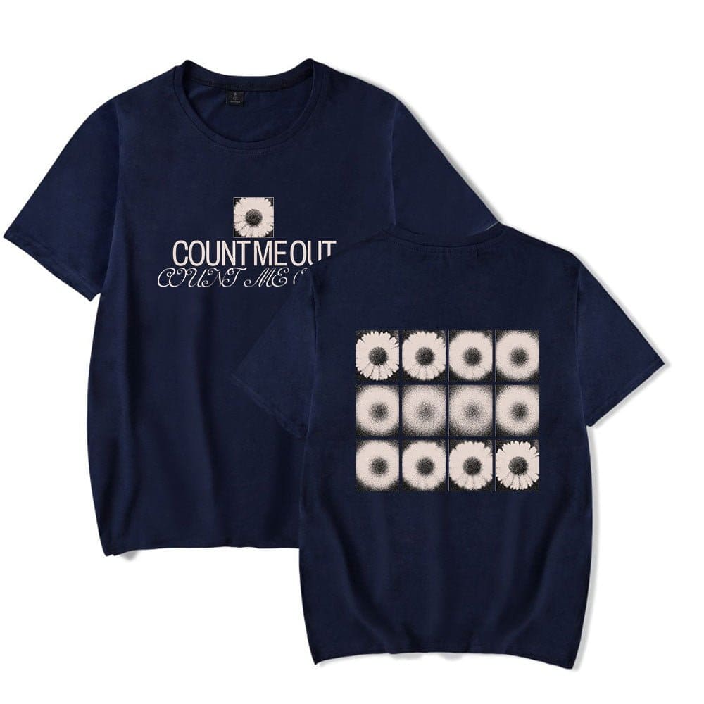 Countmeout t-shirts with daisy flower graphic on front and back, casual and affordable latest cheap apparel.