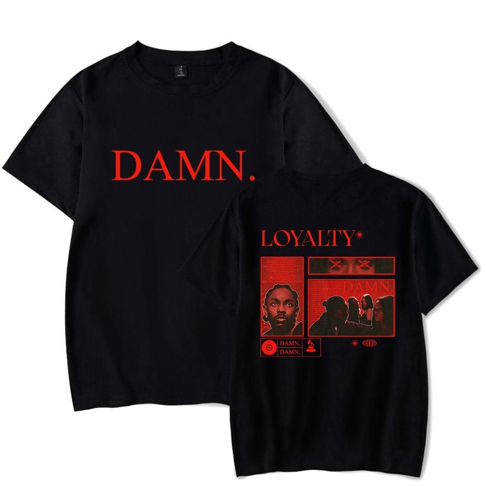 DAMN graphic t-shirt, latest cheap apparel with bold red design, simple yet stylish for casual wear. Perfect for those looking to update their wardrobe with affordable, trendy clothing options. High-quality fabric ensures comfort and durability.