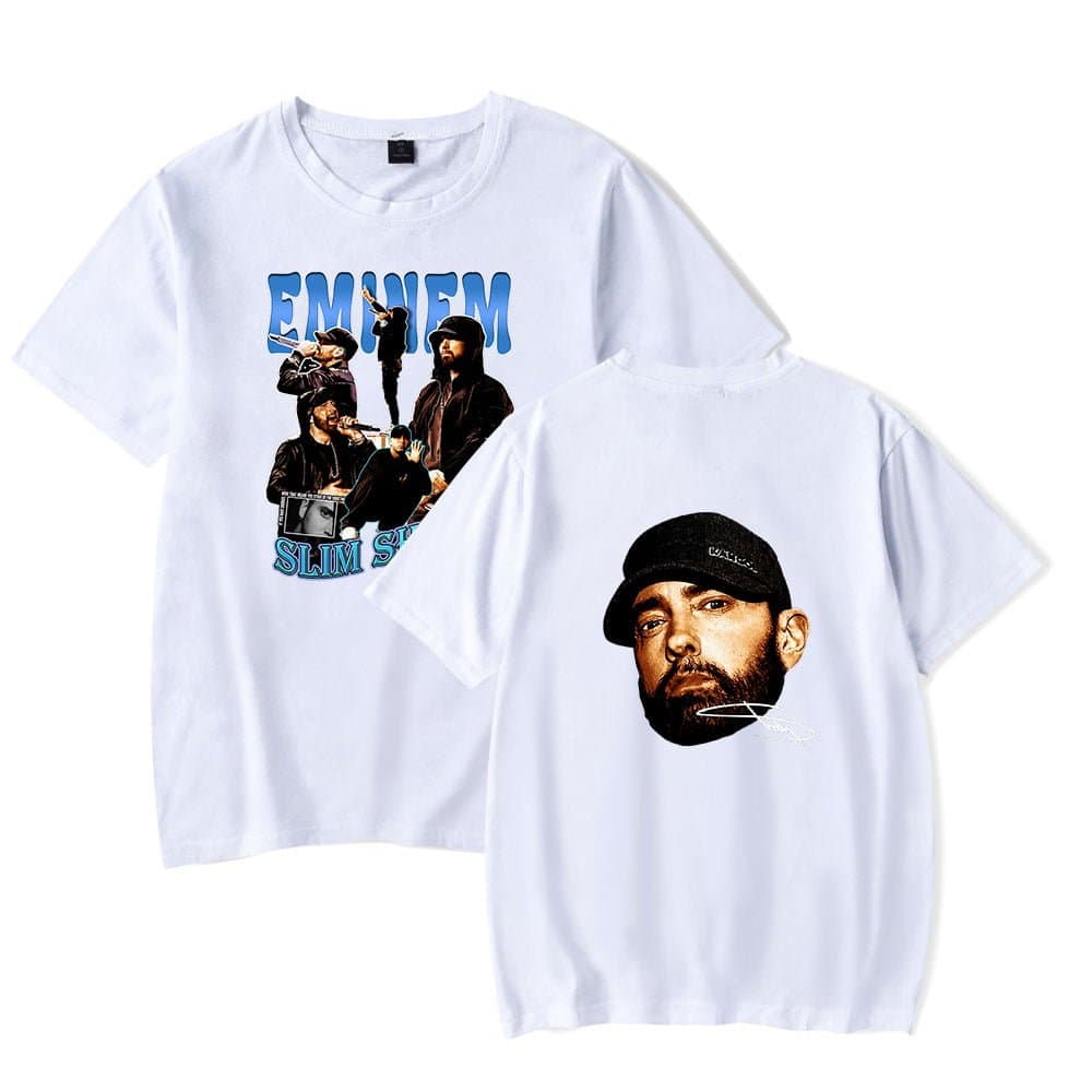 EMINEM album graphic T-shirts, latest cheap apparel featuring rapper's images, perfect for music fans and streetwear enthusiasts. Stylish, affordable, and trending fashion basics for casual wear.