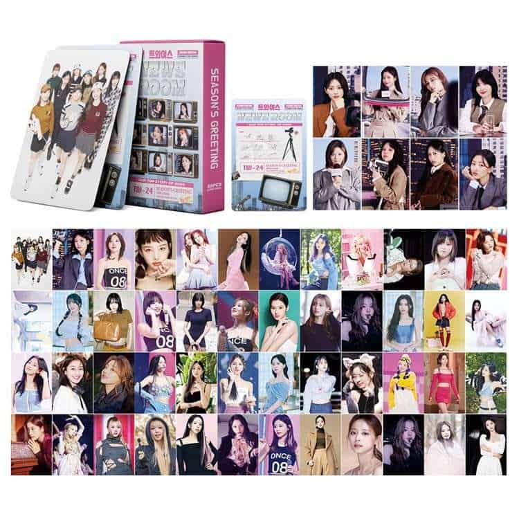 Fashionable girl group photo merchandise box set for K-pop fans, includes album, photo cards, and posters of latest cheap apparel groups.