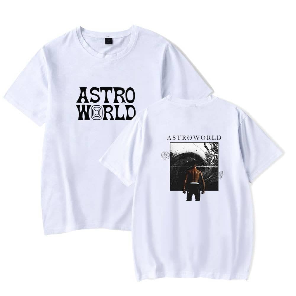 Astroworld t-shirt with graphic print, latest cheap apparel, casual streetwear.