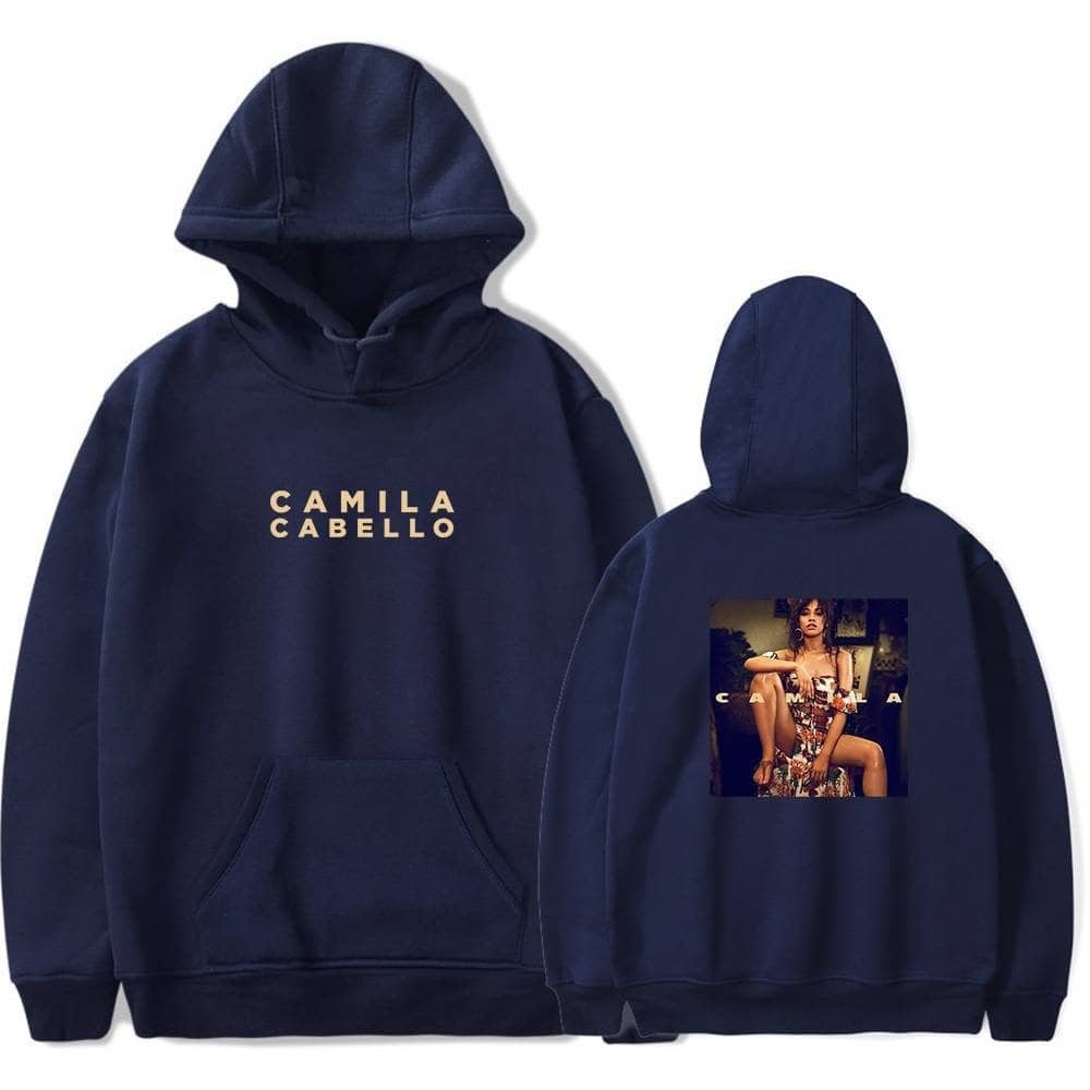 CAMILA CABELLO hoodie with front text and back photo design, latest cheap apparel trend.