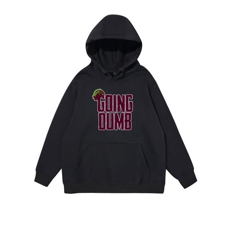 GOING DUMB hoodie sweatshirt with a humorous print, perfect for latest cheap apparel, comfortable, casual streetwear style.